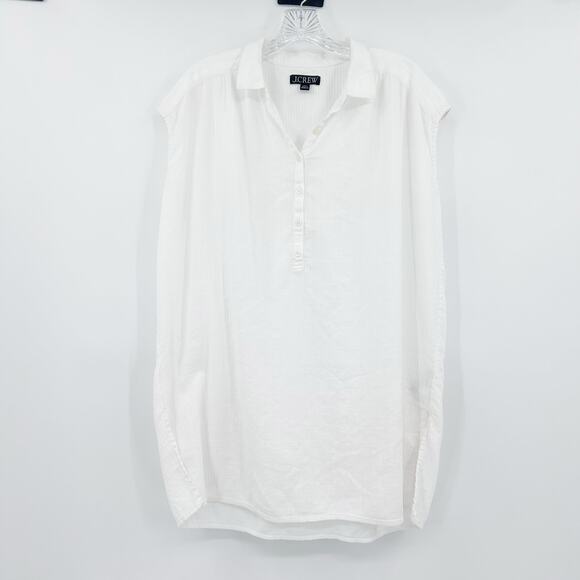 J Crew Cap-Sleeve Tunic Cover-Up Dress Soft Gauze White V-Neck Womens Sz XXS - Picture 3 of 12